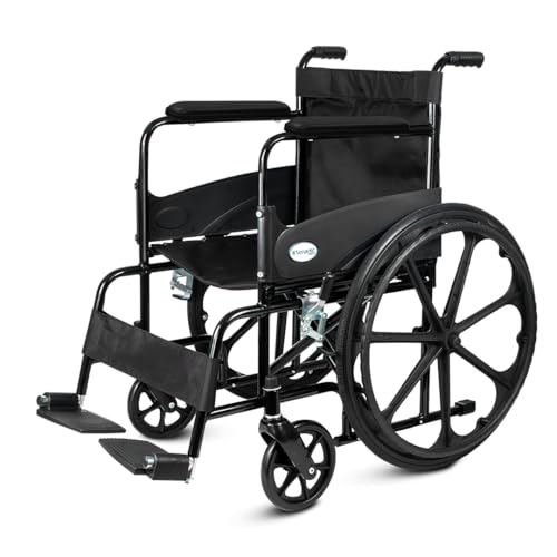 Venante Wheelchair for Patients, Old People, Adults With Safety Belt, Foldable, Lightweight, Epoxy Coated, Weight Capacity 100 Kg, Wheel Chairs for Old People
